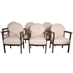 Set of Six Art Deco Arm Chairs