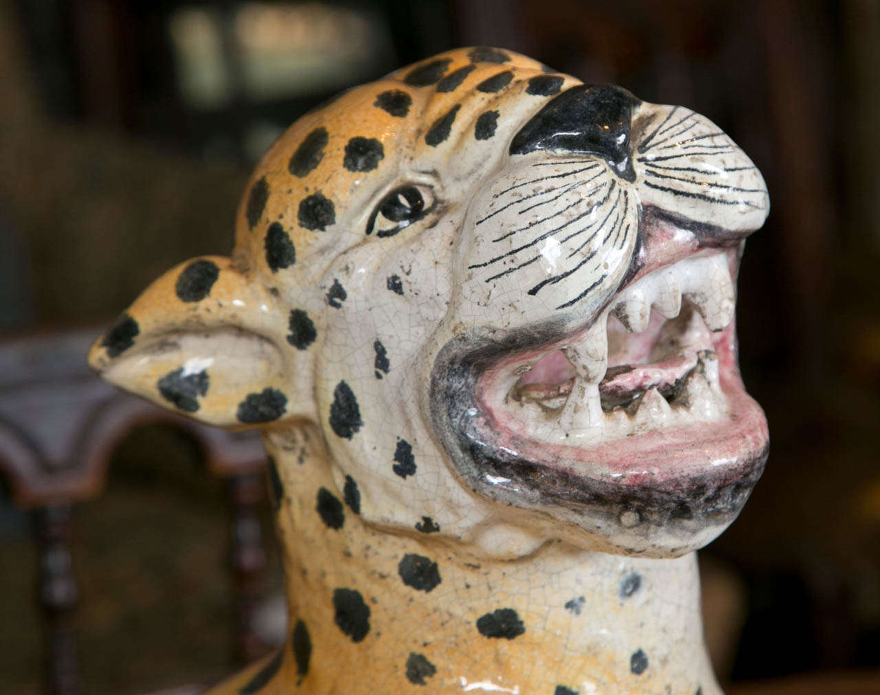 large ceramic leopard statue
