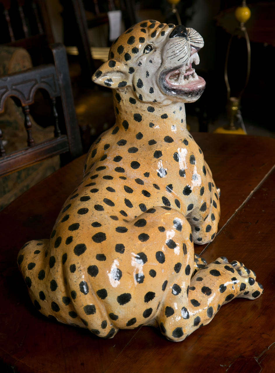 British Large Ceramic Leopard For Sale