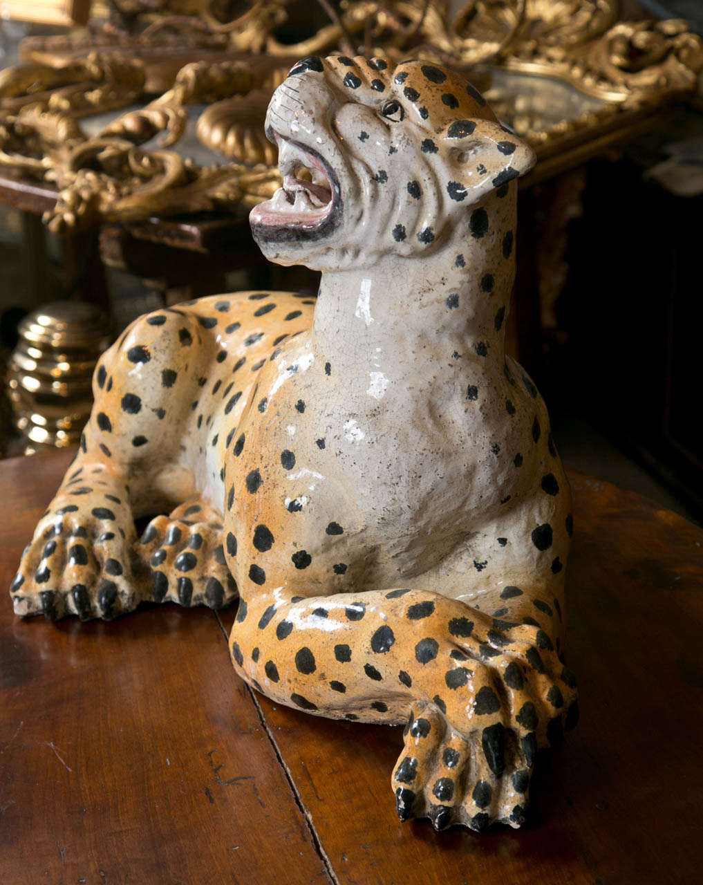 Large Ceramic Leopard In Good Condition For Sale In Stamford, CT