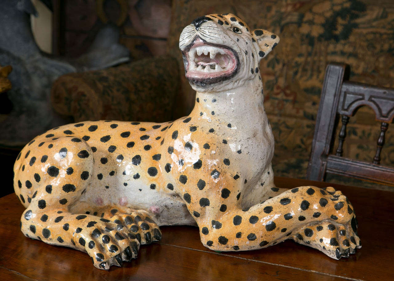 Leopardo grande in ceramica in vendita 2