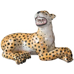 Antique Large Ceramic Leopard