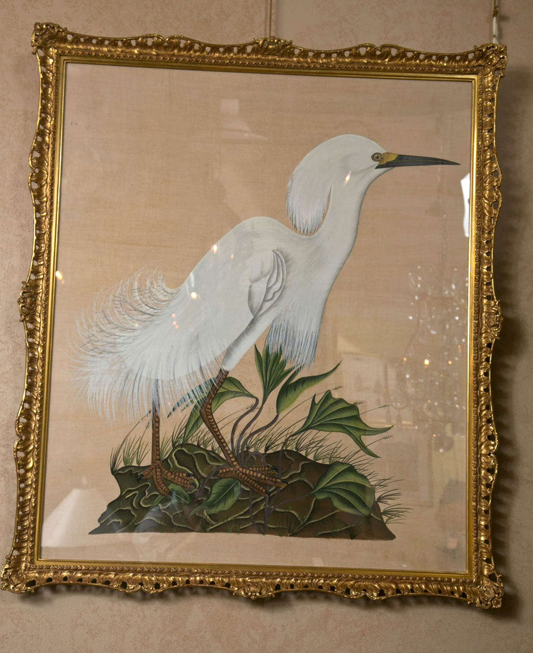 Indian Painting on Silk of an Egret 2