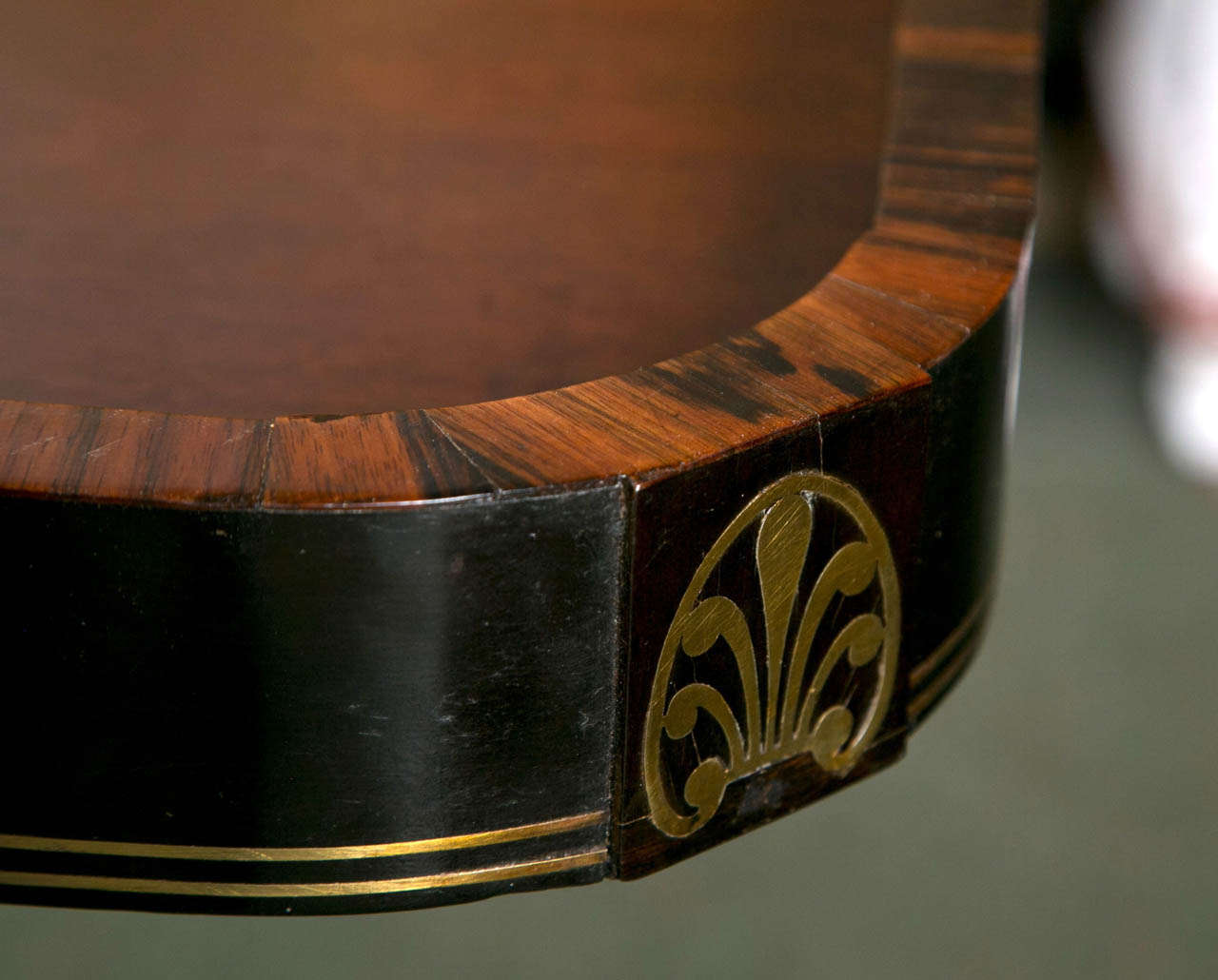 19th Century Regency Ebonized and Calamander Wood Card Table