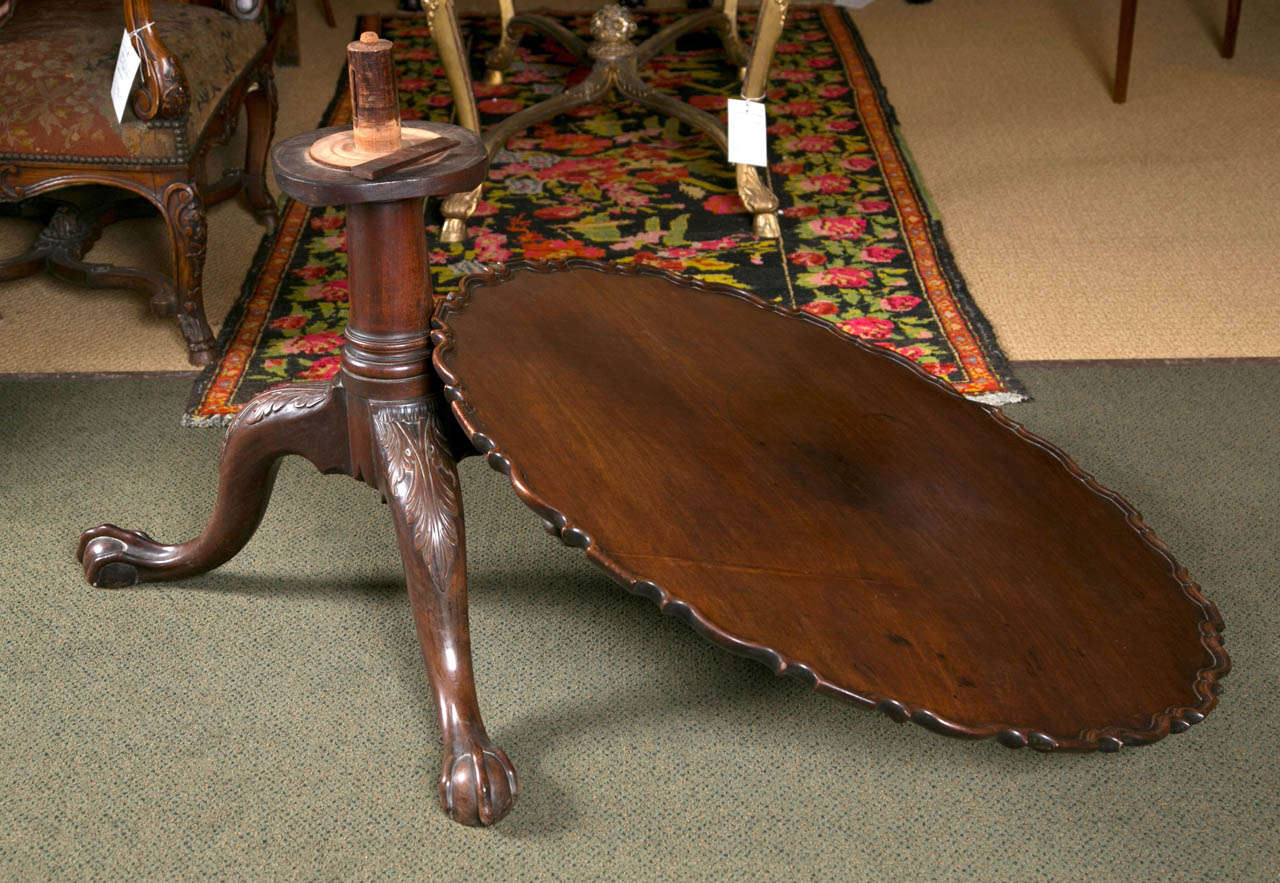 American Chippendale Pie Crust Tilt Top Table For Sale