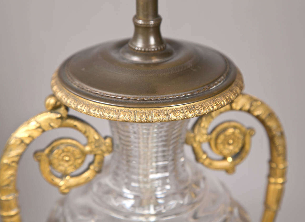 Pair of Crystal Urn Lamps In Excellent Condition In Stamford, CT