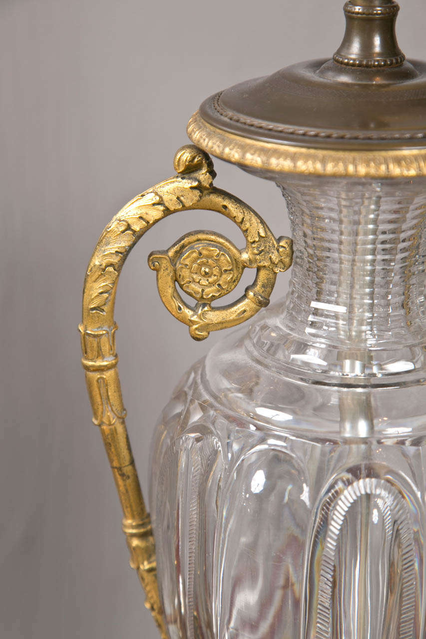 18th Century and Earlier Pair of Crystal Urn Lamps