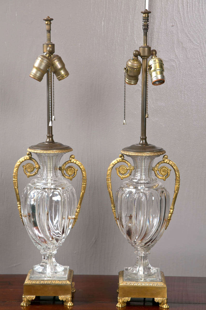 Pair of Crystal Urn Lamps 4