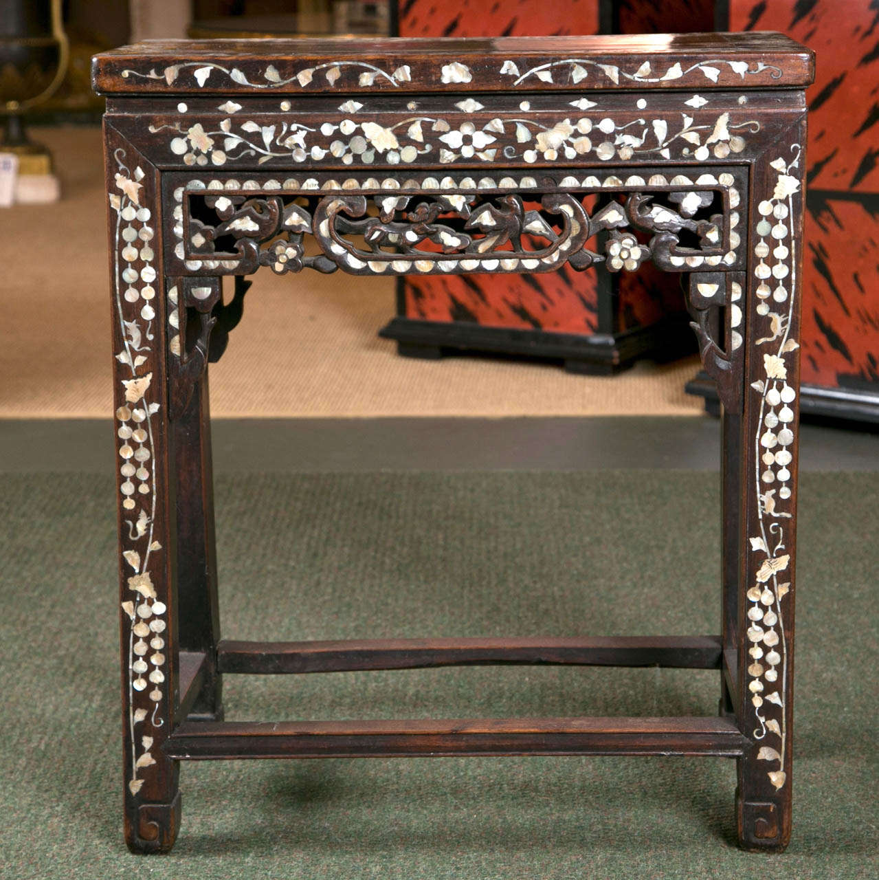 19th Century Pair of Chinese Inlaid Side Tables