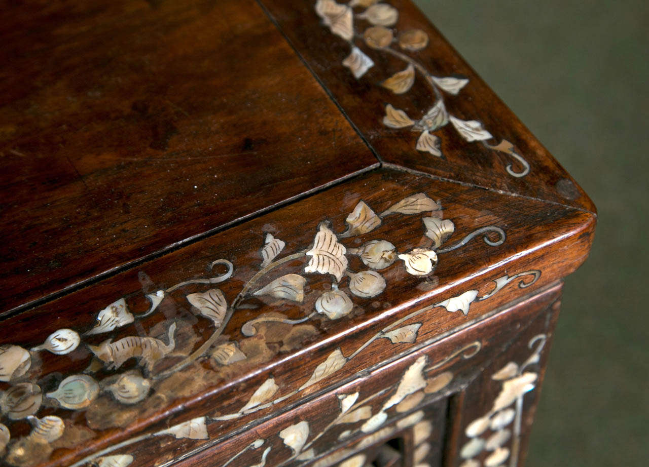 Wood Pair of Chinese Inlaid Side Tables