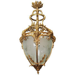 Antique French Louis XVI Ormolu, Bronze and Fine Star-cut Crystal Lantern circa 1860