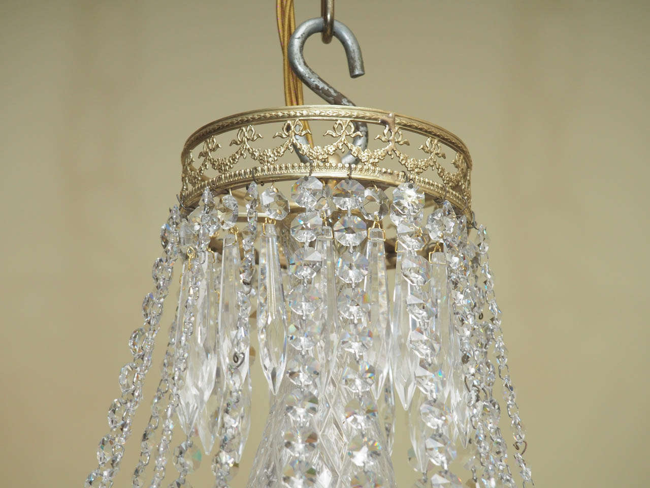 Mid-20th Century 20th Century Brilliant Cut Crystal and Bronze Chandelier Circa 1940's