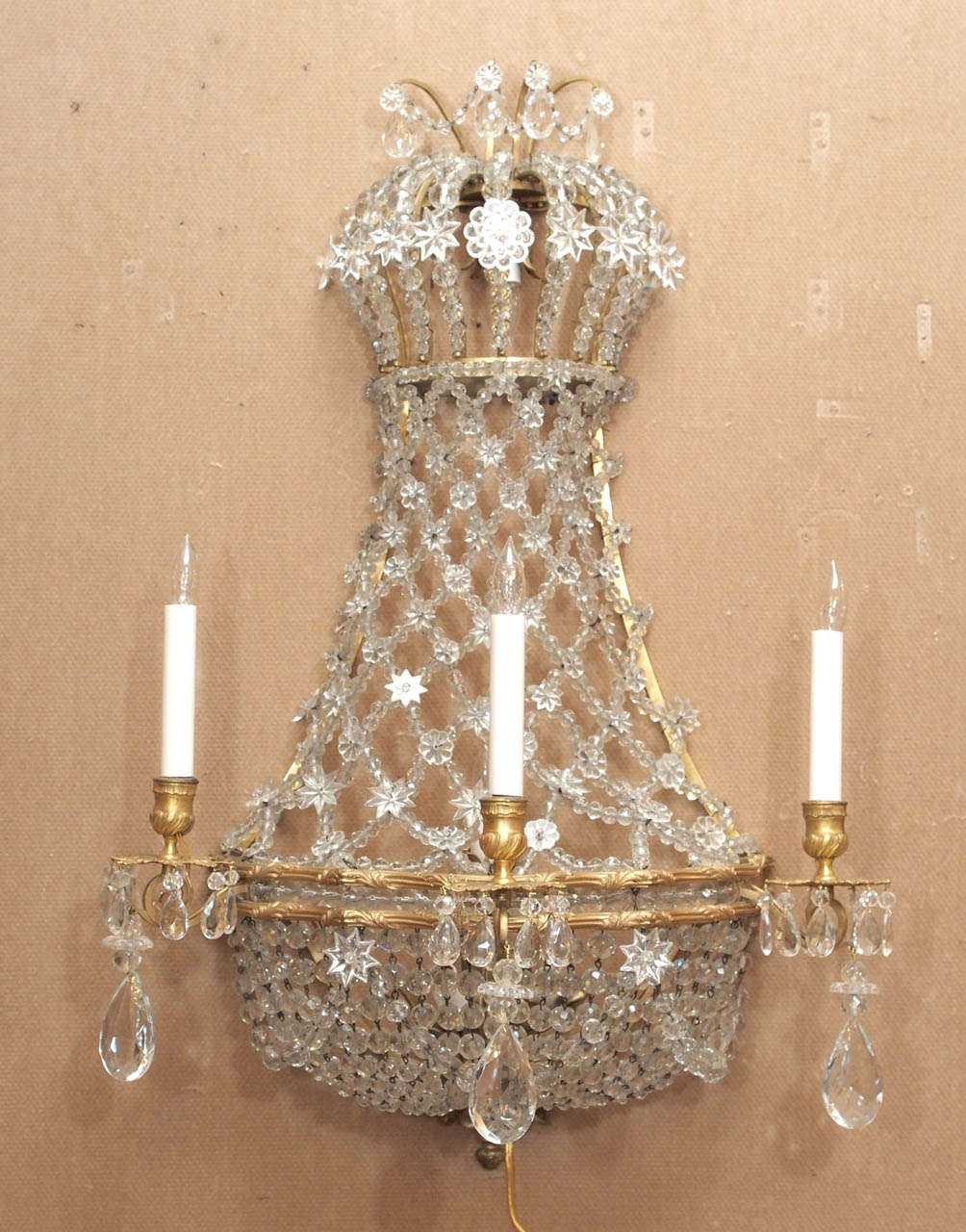 Pair Antique French Baccarat Louis XVI Wall Lights circa 1880 In Excellent Condition In New Orleans, LA