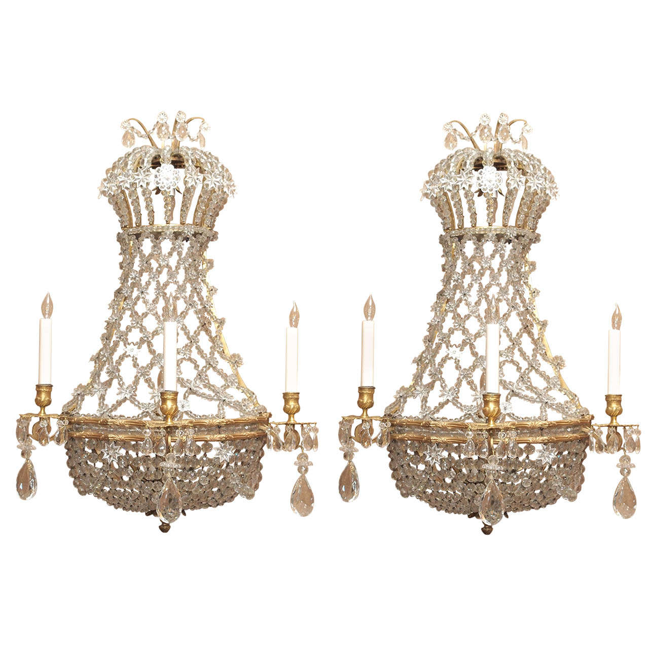 Pair Antique French Baccarat Louis XVI Wall Lights circa 1880