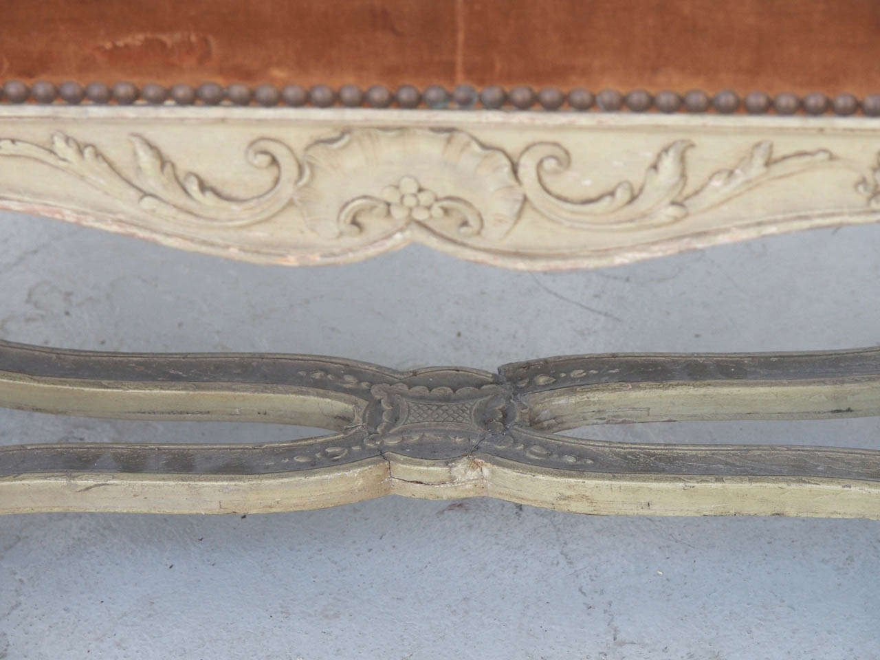 Wood French Early 19th  Louis XV Painted Long Benches with Abusson Cover
