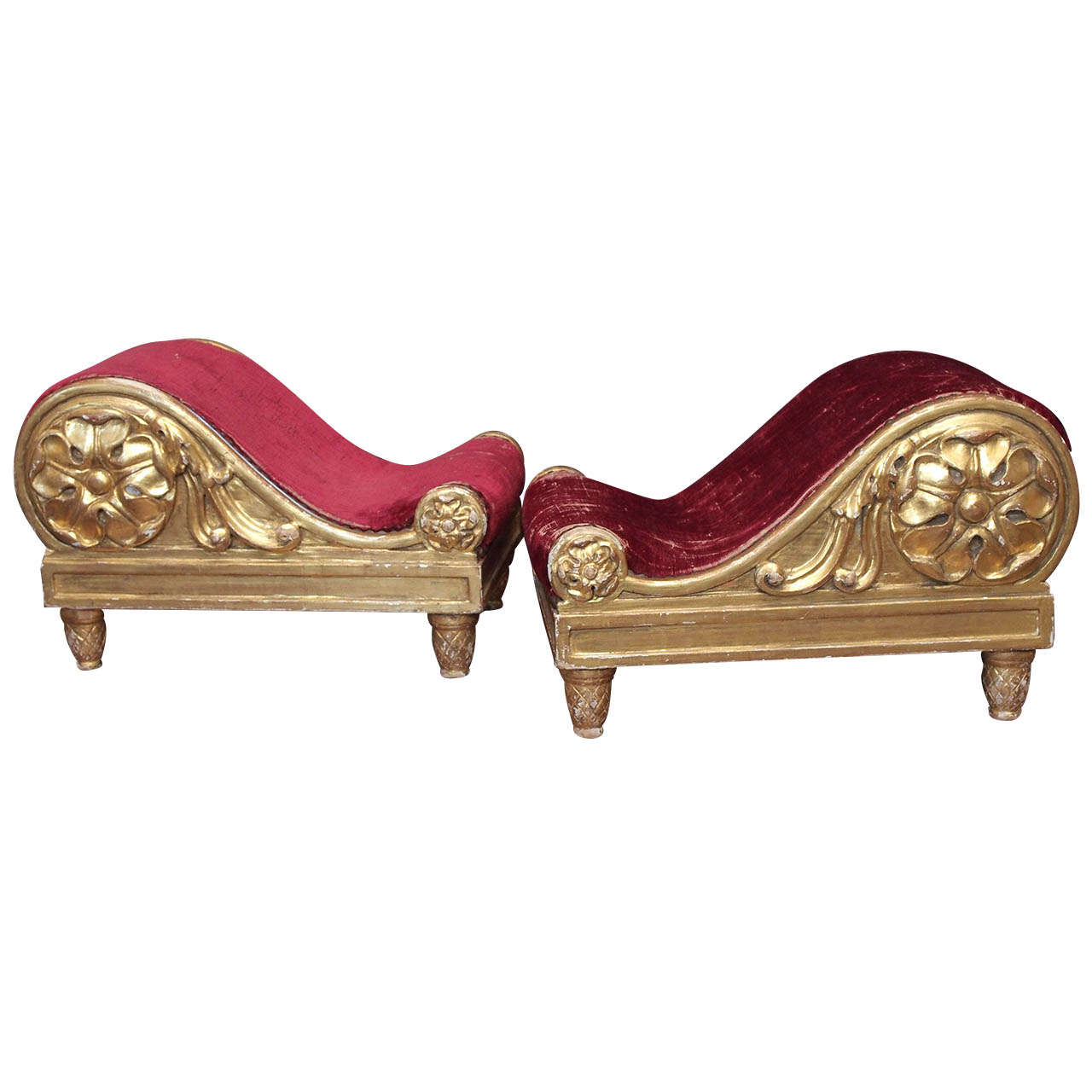 Pair of English Regency 19th Century "Gout" Footstools