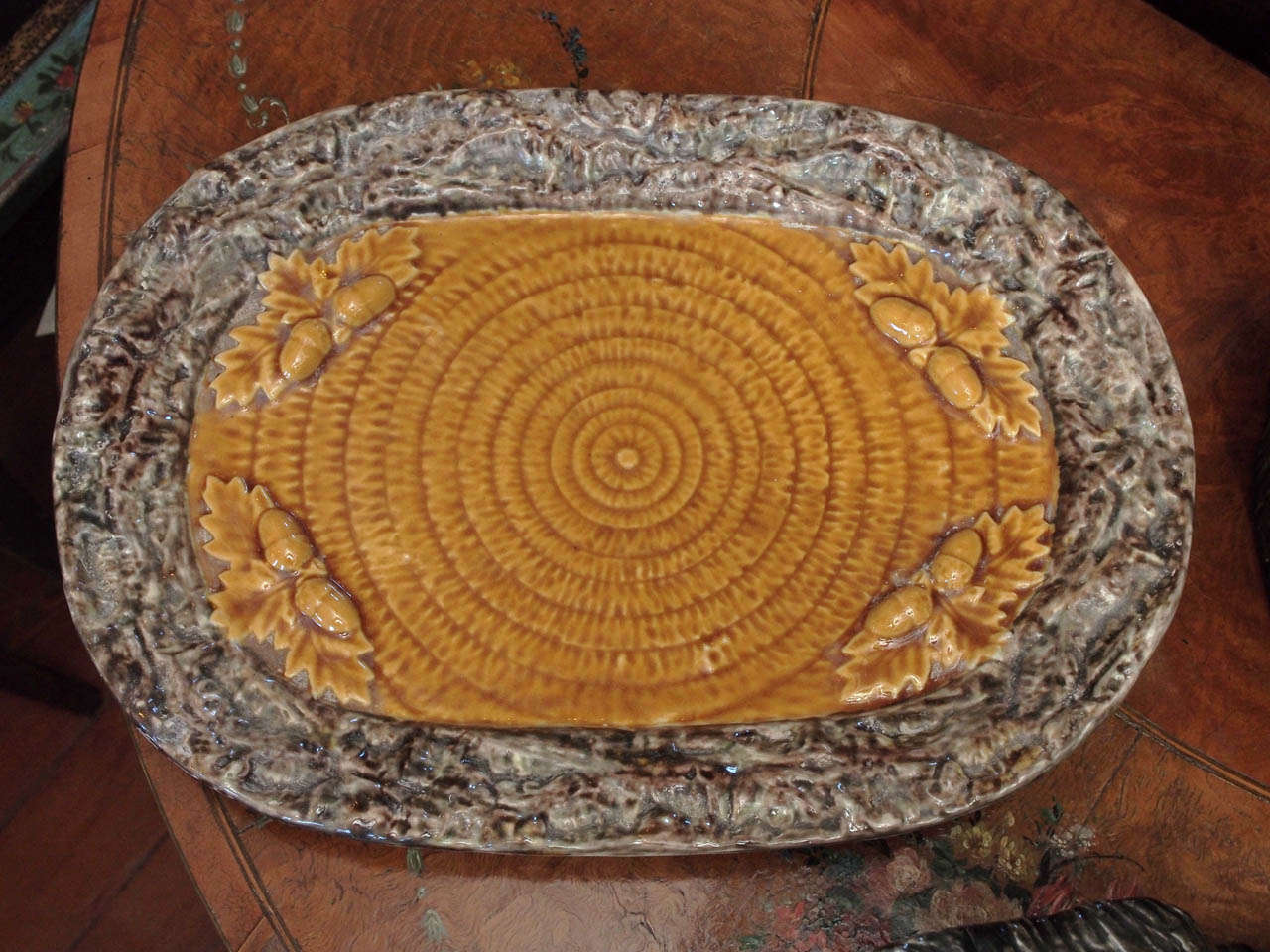 Portuguese Majolica Soup Tureen in the form of a Boars Head on Platter