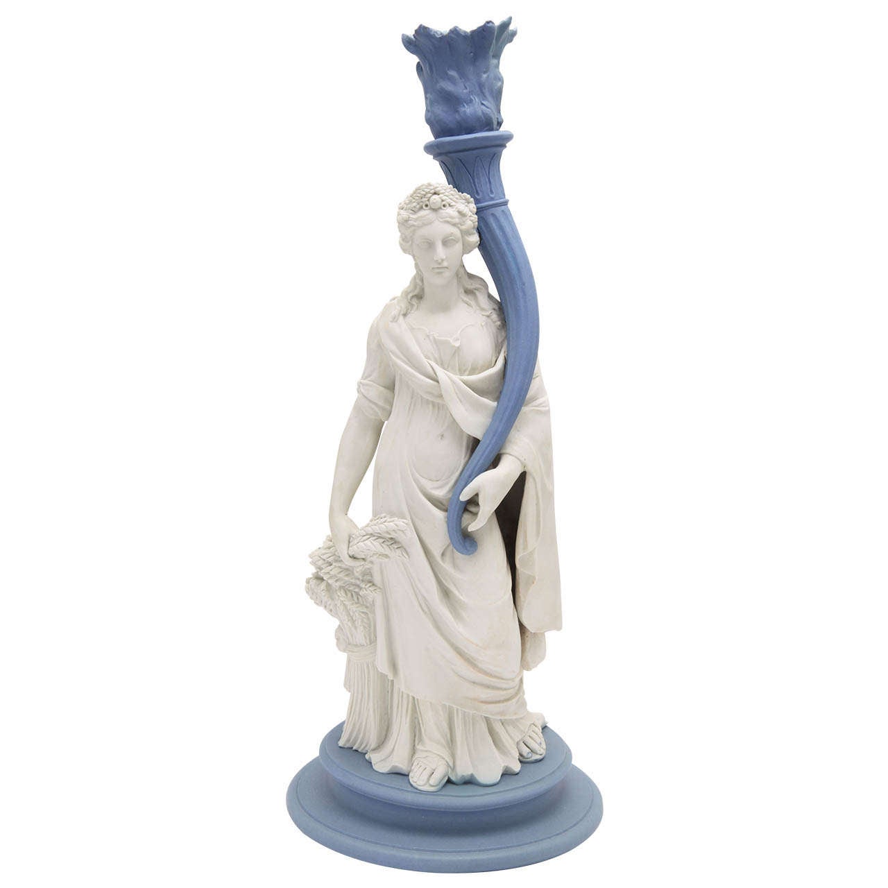 A Rare Wedgwood Blue And White Jasper "Ceres" Candlestick