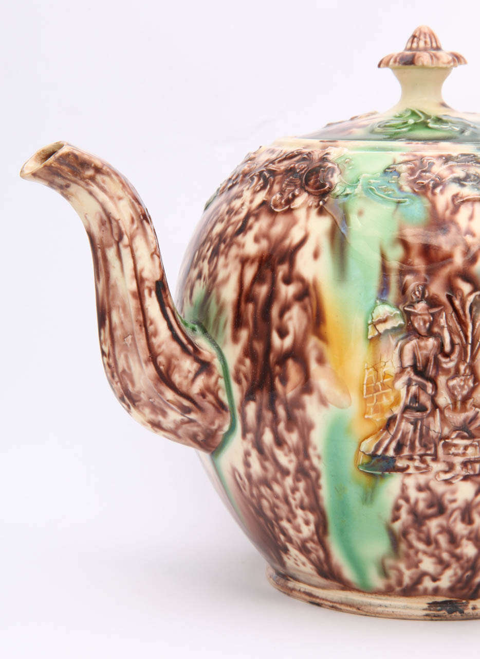 A Rare Unmarked William Greatbatch Tortoise Glaze  PotteryTeapot 3