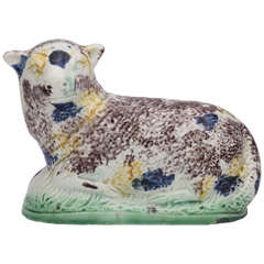 Fine Prattware Figure of an Ewe