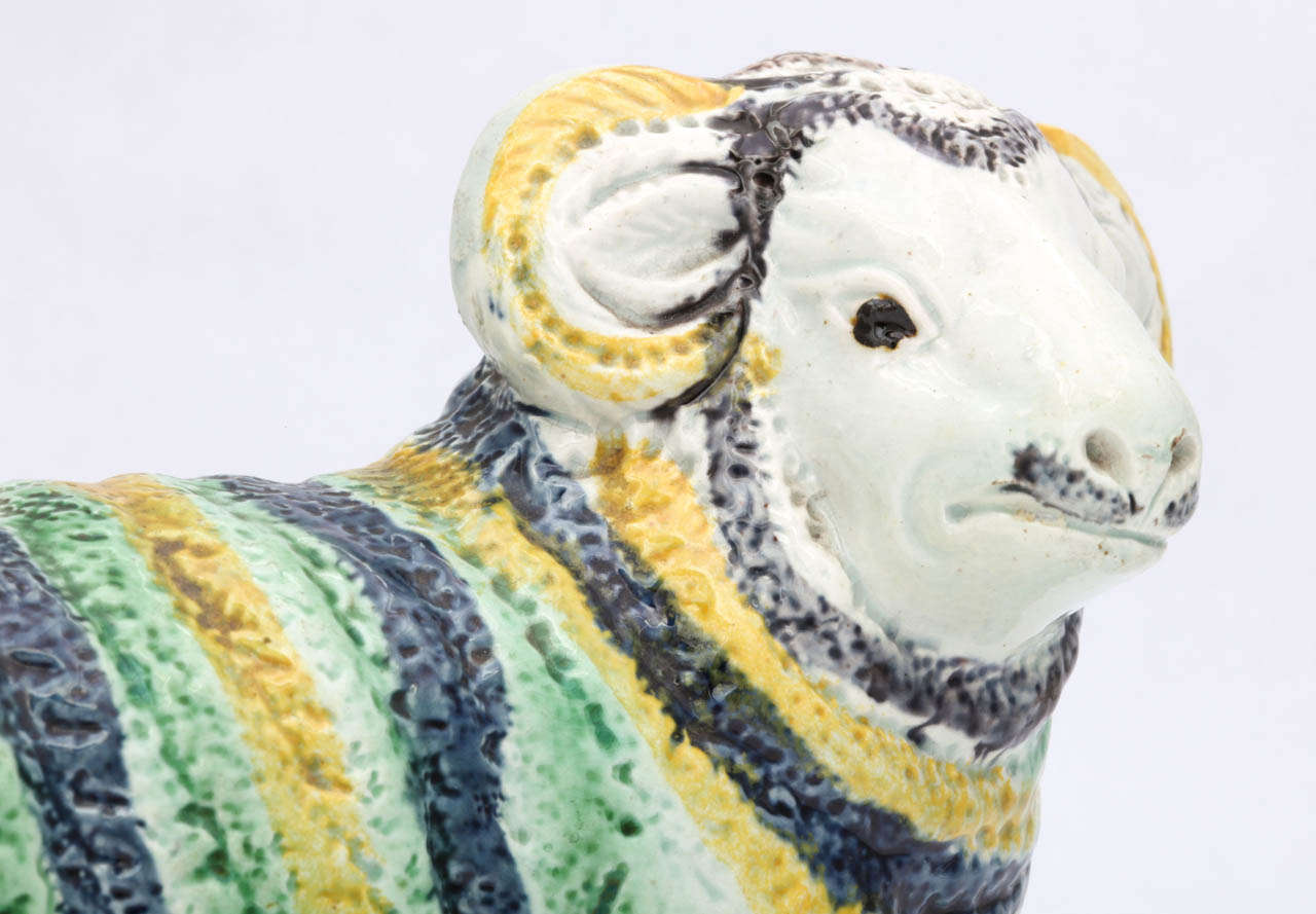 British Rare Prattware Figure of a Ram For Sale