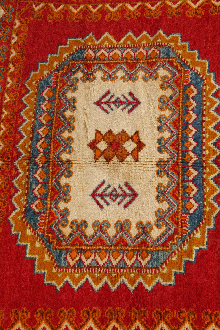 Hand-Woven 1960s Vintage Moroccan Orange Berber Rug For Sale