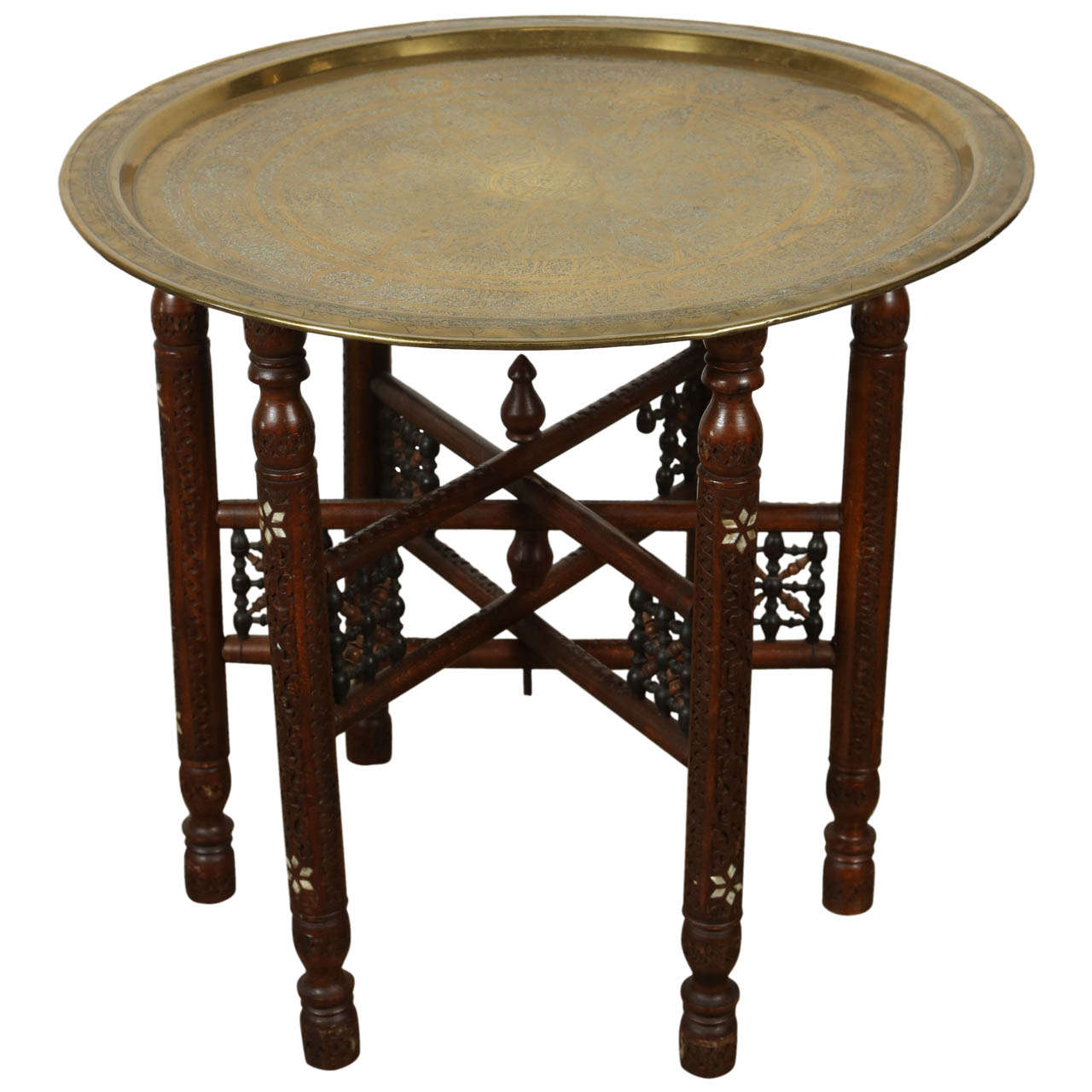 Persian Mameluke Style Brass Tray Table