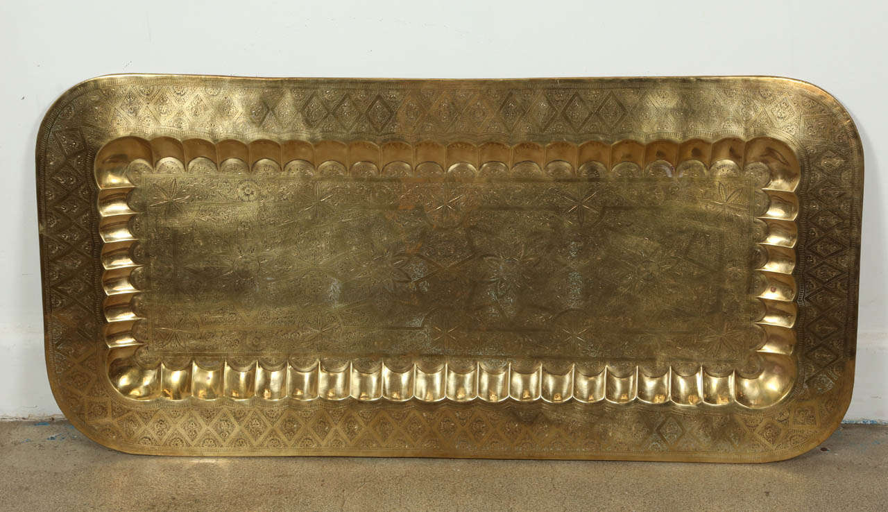 Brass Tray Mid-Century Rectangular Coffee Table 1