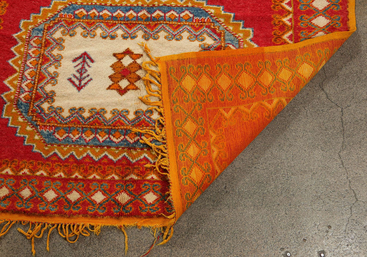 Vintage Moroccan Orange Tribal Rug For Sale at 1stDibs