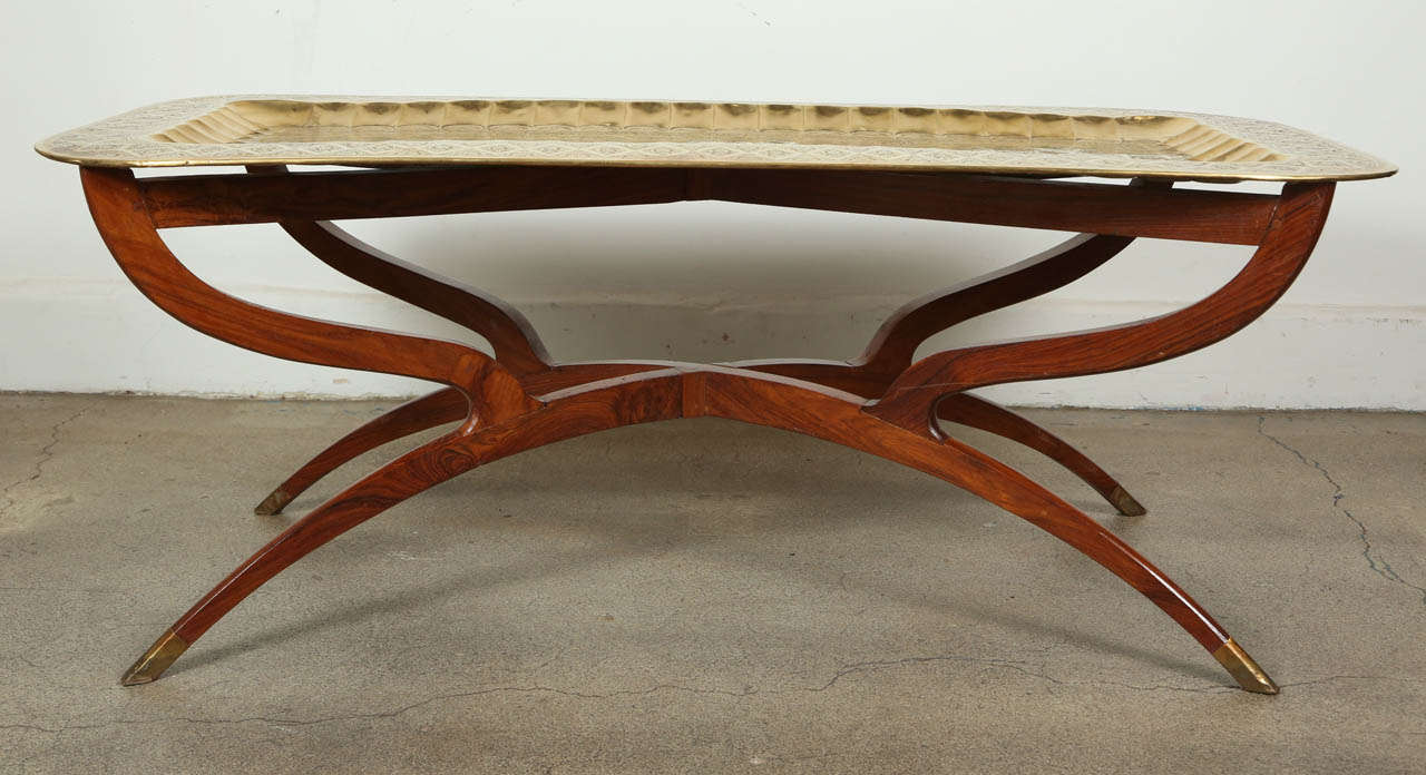 Brass Tray MidCentury Rectangular Coffee Table at 1stdibs