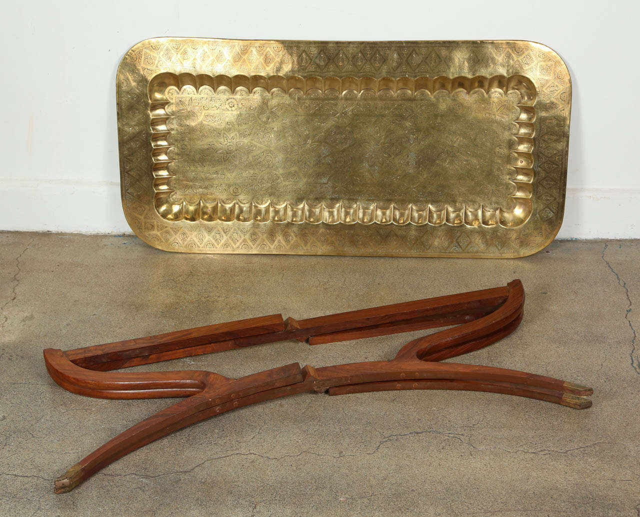 Brass Tray MidCentury Rectangular Coffee Table at 1stDibs