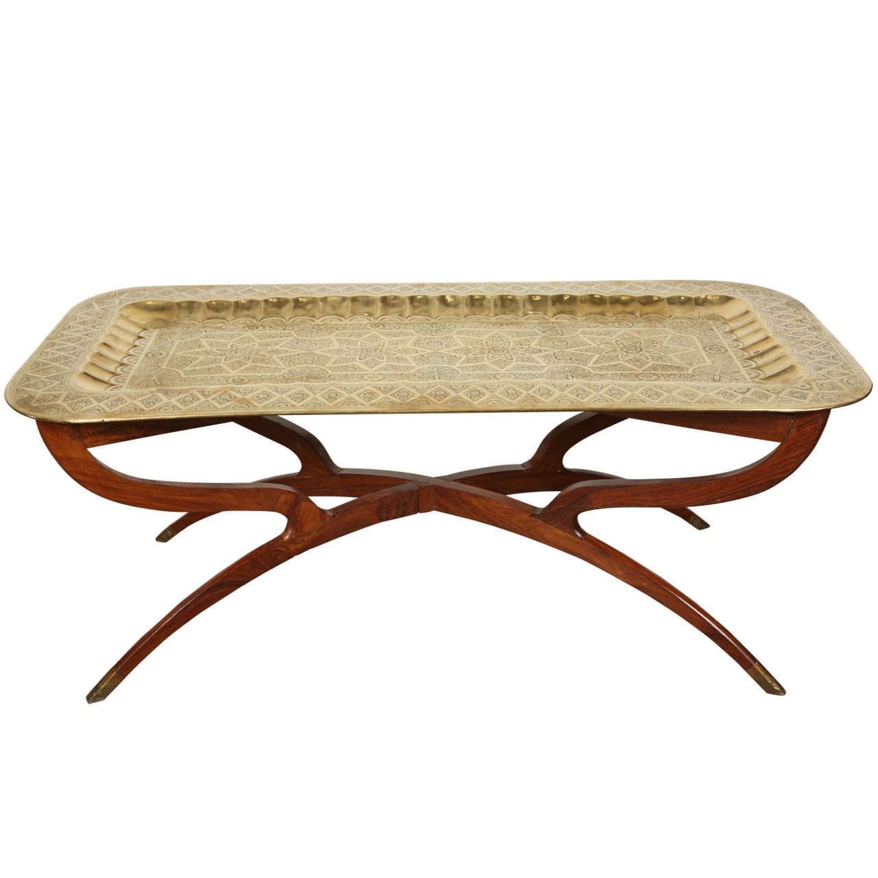 Brass Tray MidCentury Rectangular Coffee Table at 1stdibs