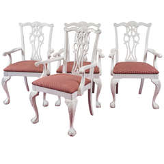 Four Chippendale Revival Dining Armchairs 2