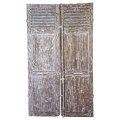 Pair of Antique French Paneled Louvred Shutter Doors