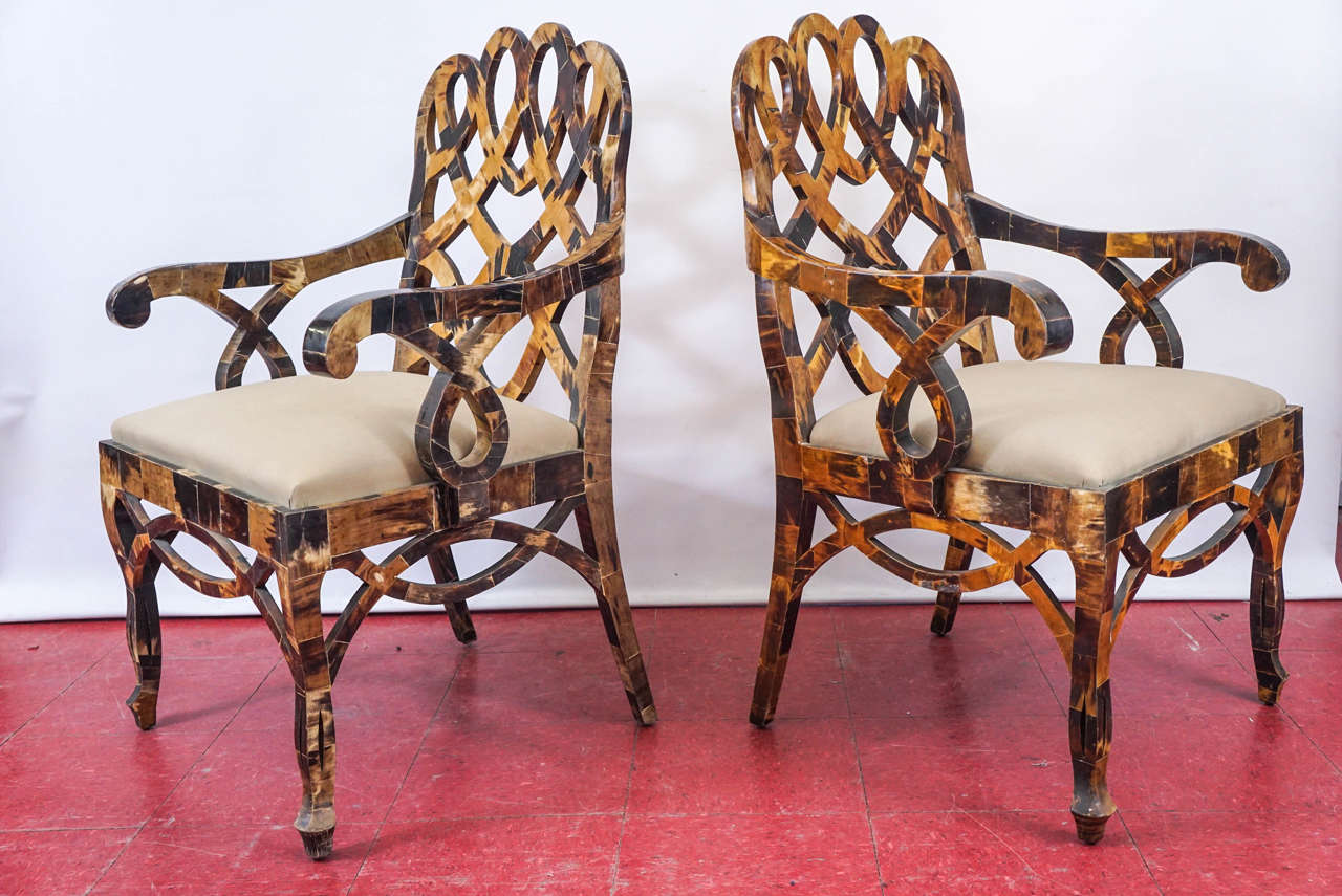 Art Deco Pair of Tessellated Horn Chairs