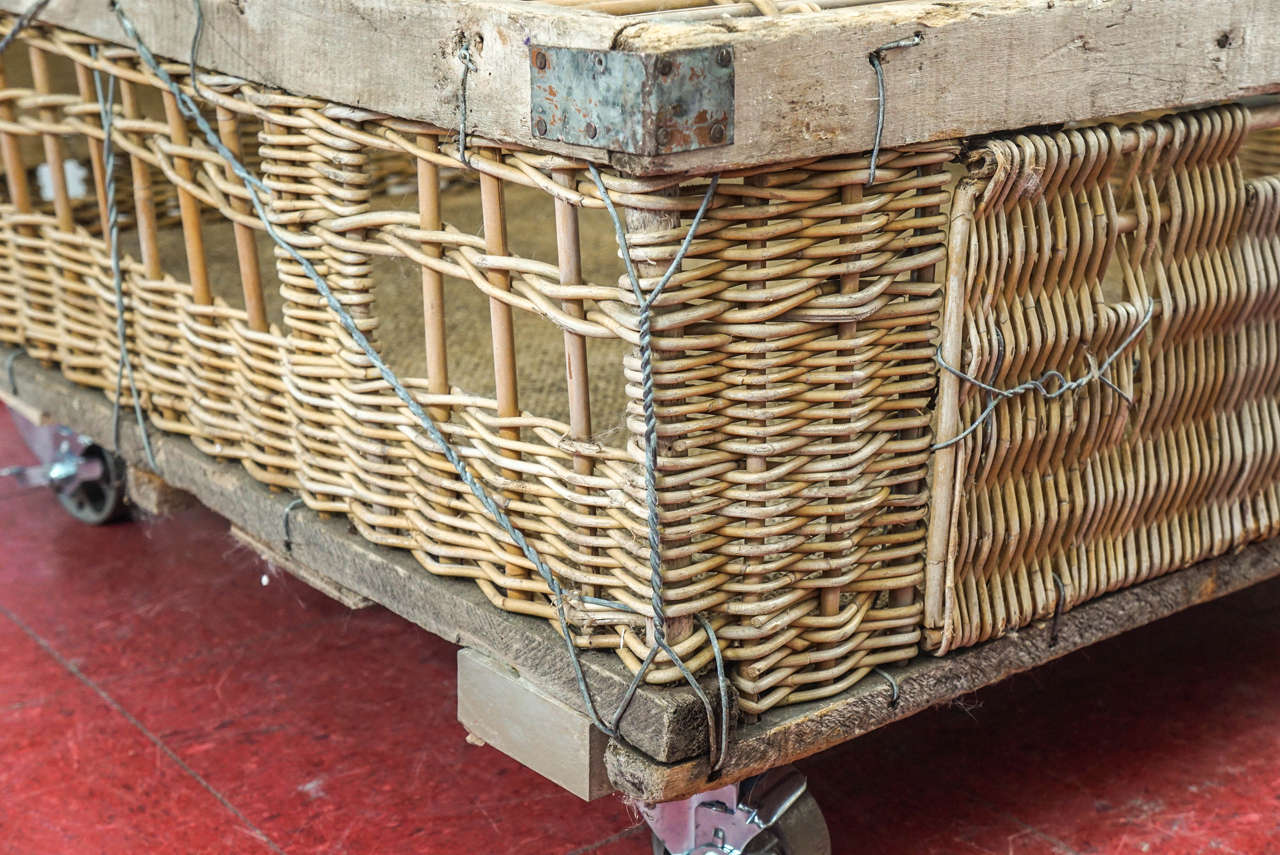 French Pigeon Cage Coffee Table on Wheels In Fair Condition In Sheffield, MA