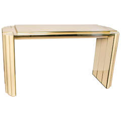 Cream Lacquer Wood Console by Alain Delon