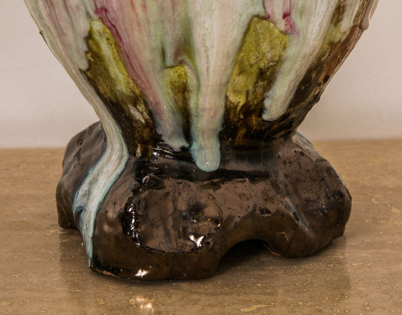 French Large Glazed Terracotta Vase, circa 1950 by Alice Colonieu