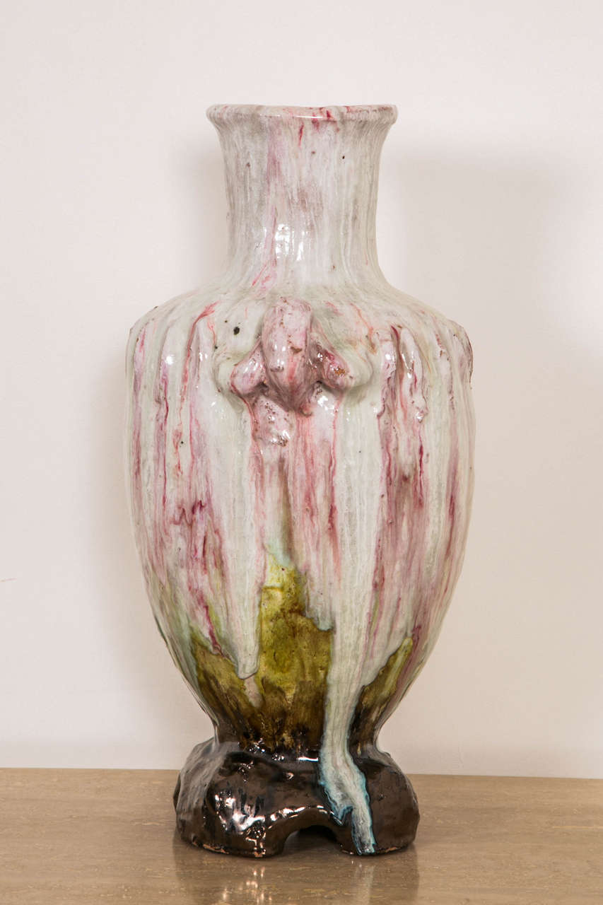 Large Glazed Terracotta Vase, circa 1950 by Alice Colonieu 1