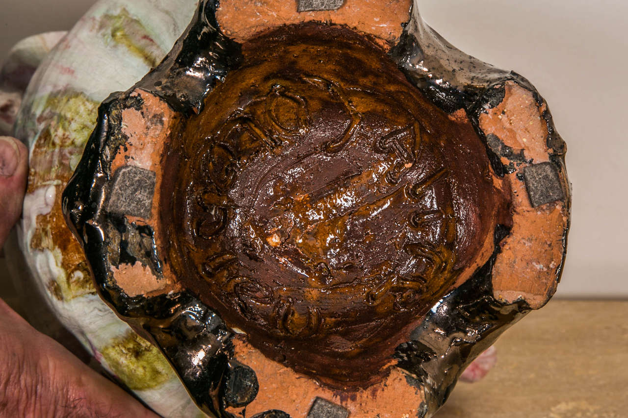 Large Glazed Terracotta Vase, circa 1950 by Alice Colonieu 5