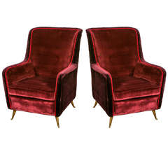 Pair of Armchairs, Italy, 1940-1950, par ISA, Bergame