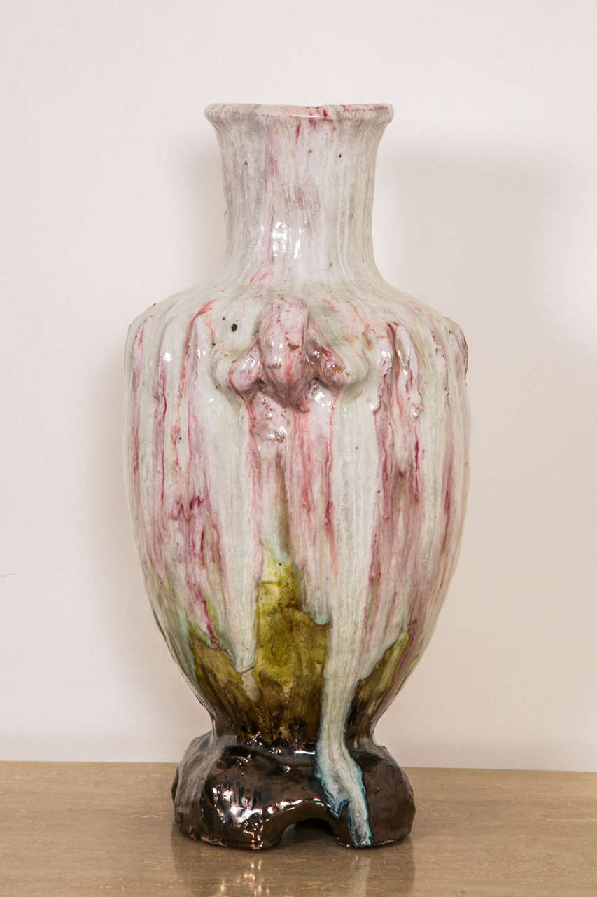 Large Glazed Terracotta Vase, circa 1950 by Alice Colonieu at 1stDibs