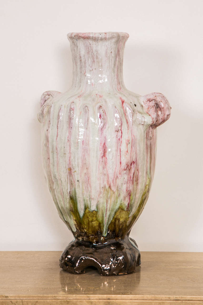 Large Glazed Terracotta Vase, circa 1950 by Alice Colonieu at 1stDibs