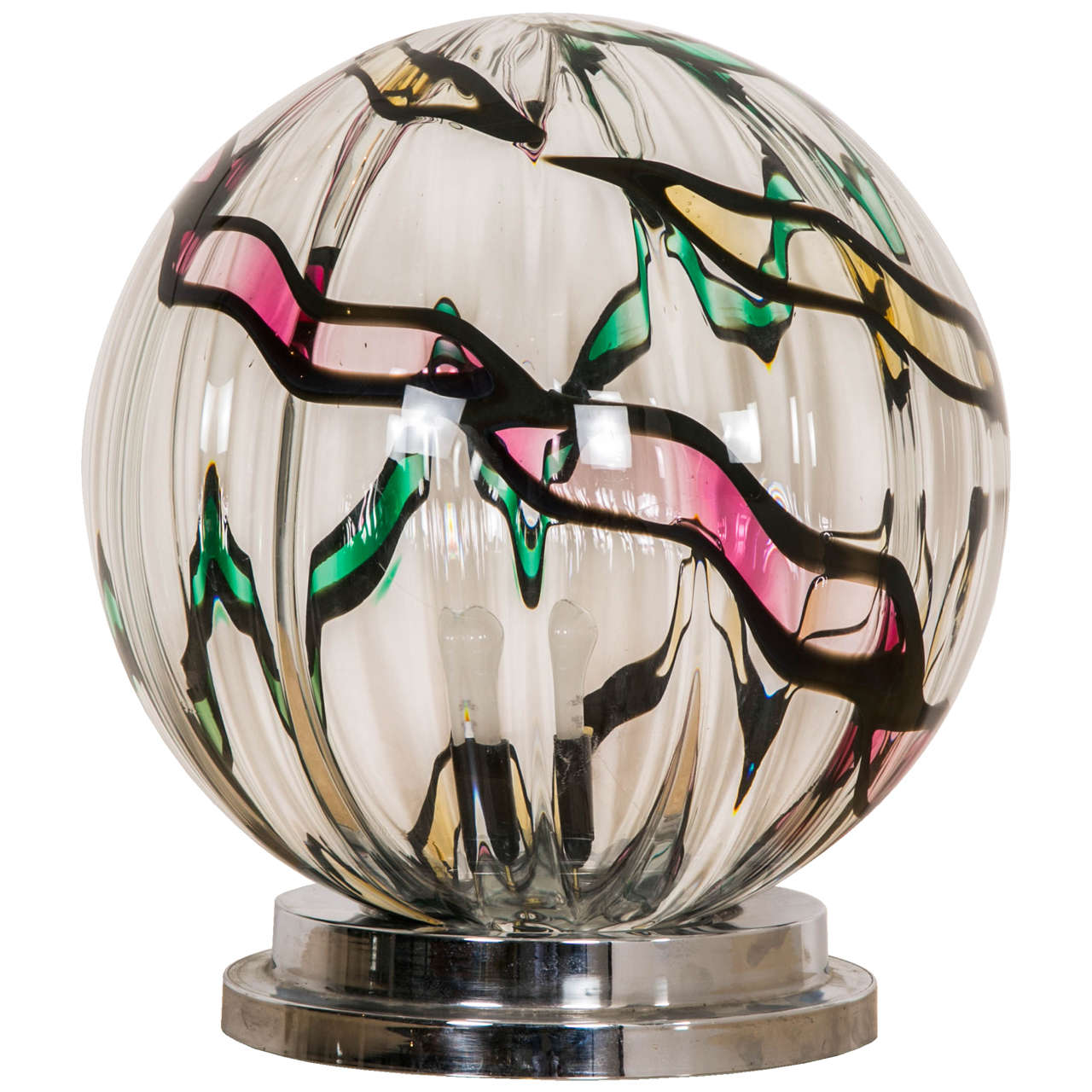 Important Seguso Glass Bowl Table Lamp by Seguso, Murano, Italy, 1970