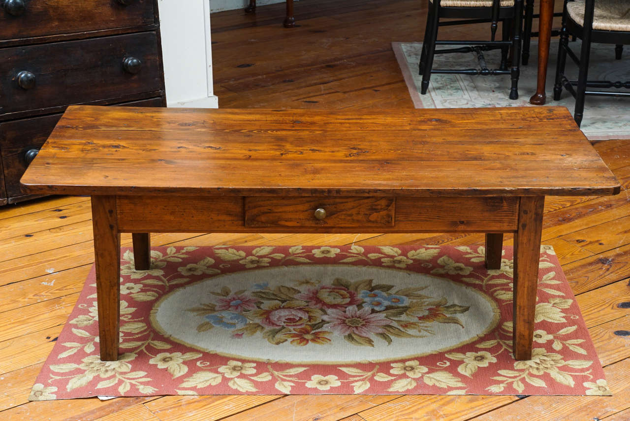 French Oak Drawer Coffee Table In Excellent Condition In Sheffield, MA