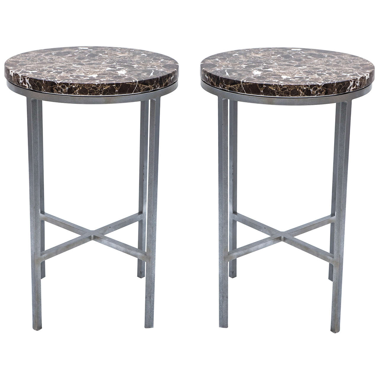 Pair of Mid Century Marble Tables or Stands For Sale