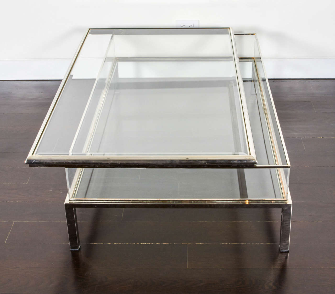 Lucite, Glass and Stainless Steel Cocktail Table in the Manner of