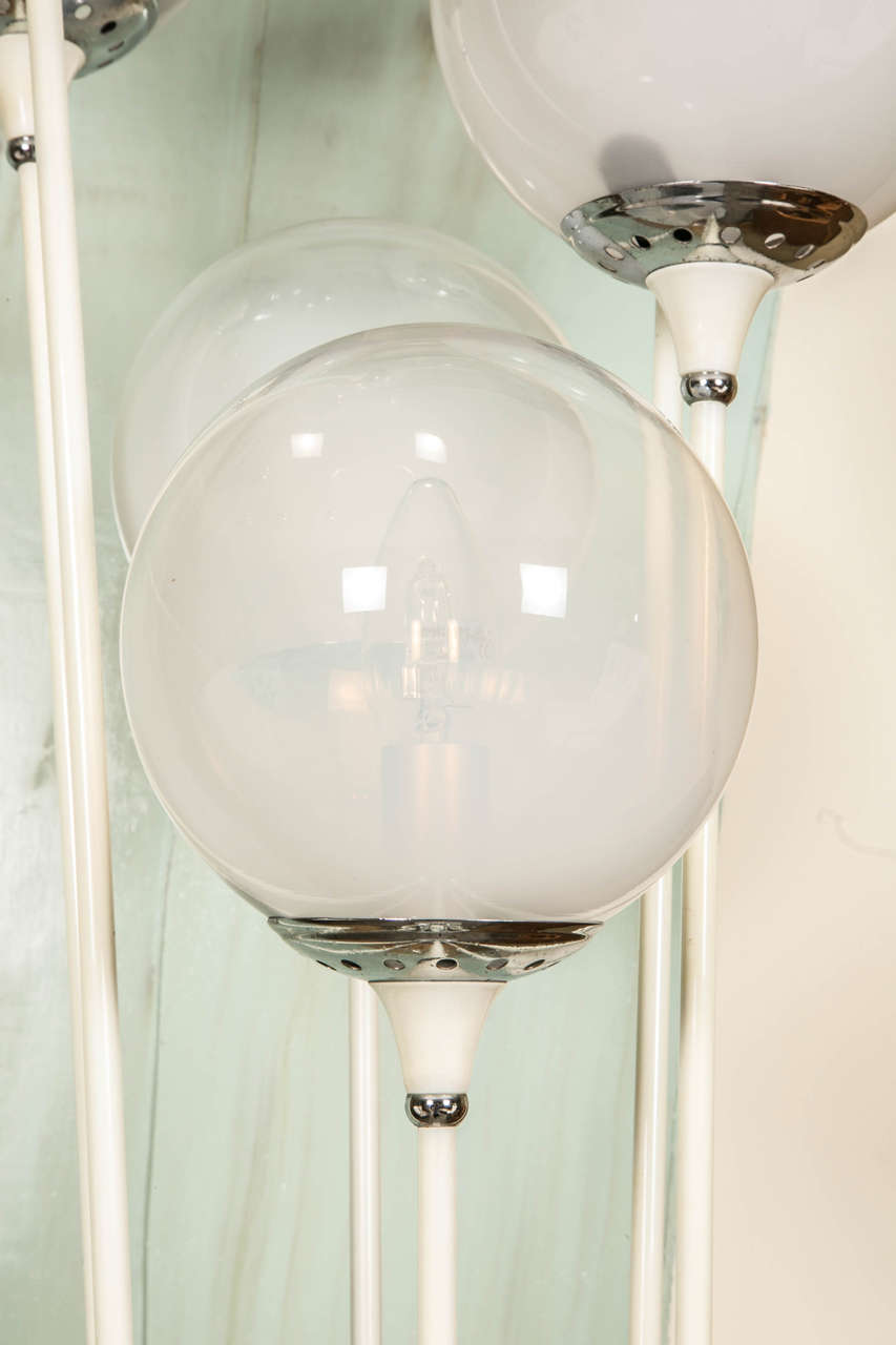 Six White Glass Balls Floor Lamp by Stilnovo, circa 1965 In Good Condition In Paris, FR