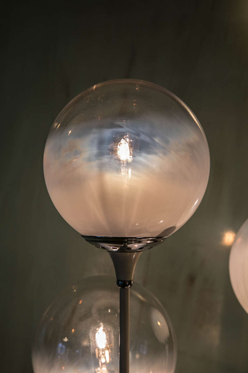 Six White Glass Balls Floor Lamp by Stilnovo, circa 1965 1