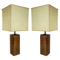 Pair of Stylish Italian 1970s Murano Table Lamps